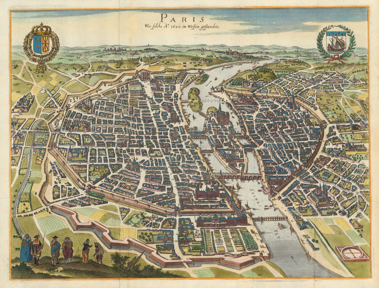 1655 Vintage Map of Paris