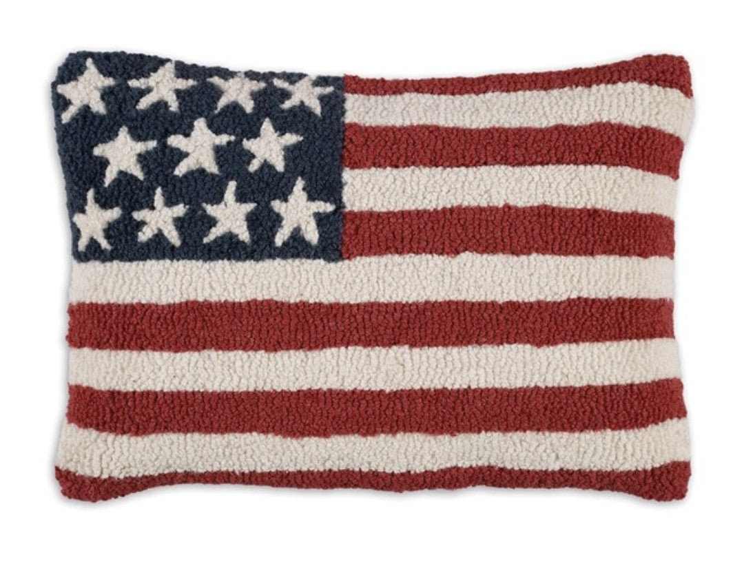 #163SSRW Stars & Stripes Hooked Wool Pillow