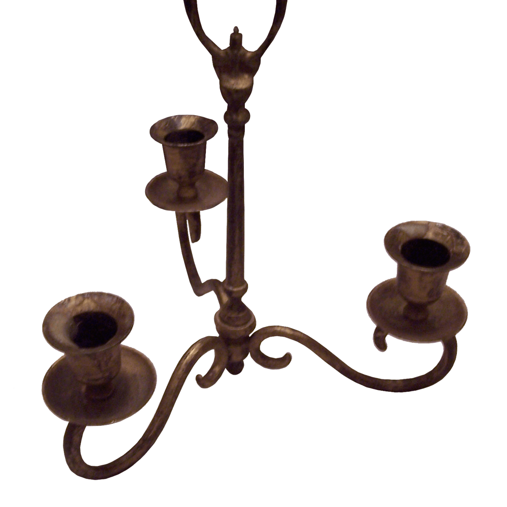Antiqued Brass Finished Metal 3 Stick Candle Holder