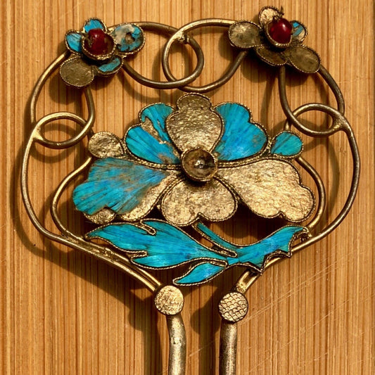 Antique Qing Dynasty 5 1/8 Tian-Tsui Hair Pin - 200621-T