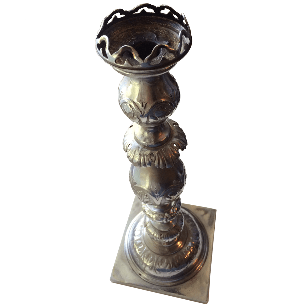 Antique Fraget N Plaque Sabbath Candlesticks