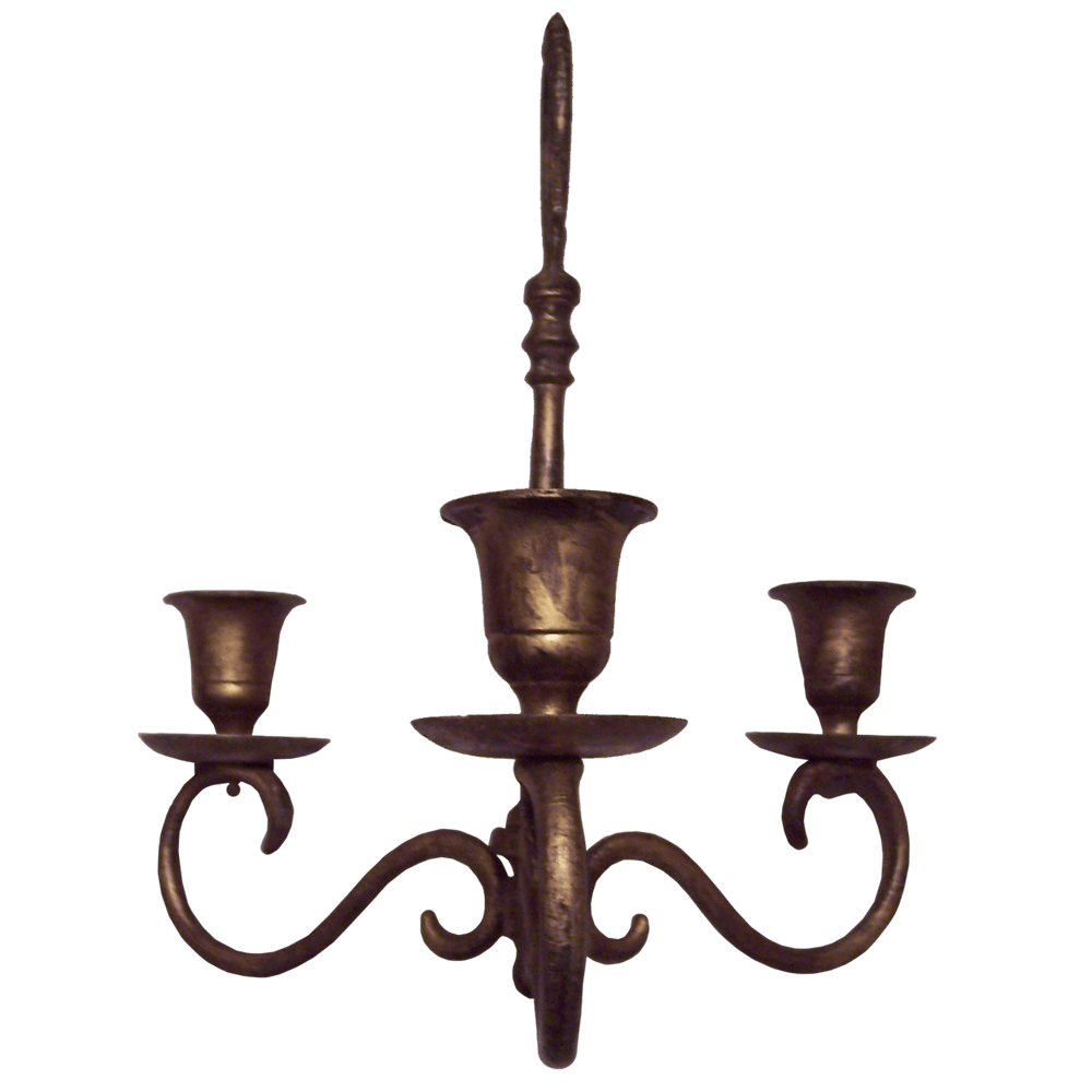 Antiqued Brass Finished Metal 3 Stick Candle Holder