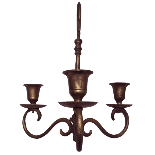 Antiqued Brass Finished Metal 3 Stick Candle Holder