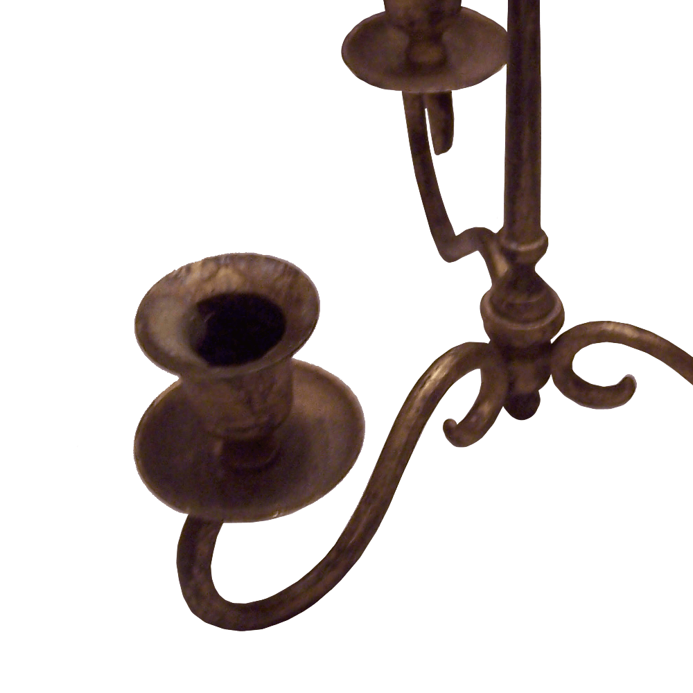 Antiqued Brass Finished Metal 3 Stick Candle Holder